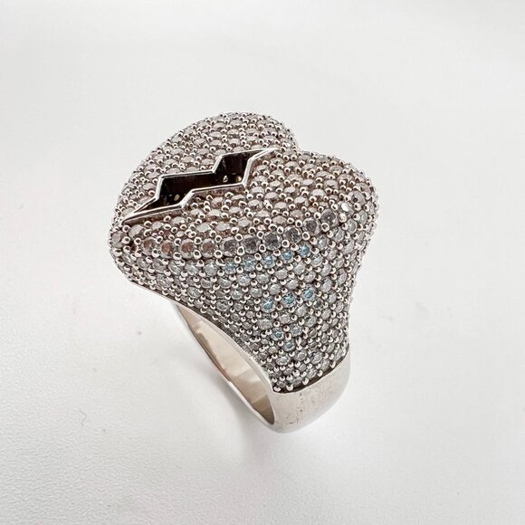 925 Sterling Sliver Moissanite Broken Heart Ring, 2.9ctw VVS Stones Hip Hop Jewe - Picture 3 of 9